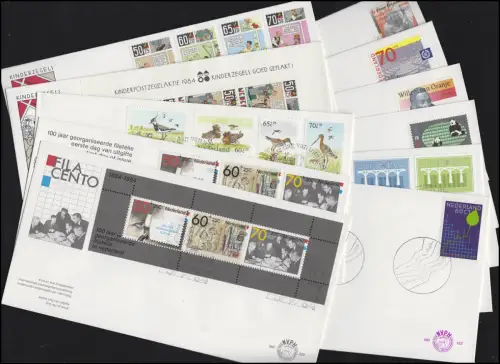 1245-1262 Pays-Bas, 1984 à 11 FDC, numéro NVPH 214-23 avec flor.26+27