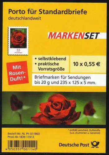 FB 7 rose de jardin avec parfum, feuille 10x2675, tampon d'utilisation initiale BONN