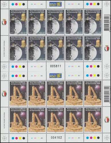 1594-1595 EUROPE Astronomie 2009, petit jeu de feuilles **