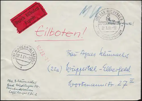 Block 2 Beethoven auf Express-Brief SSt BAD WILDUNGEN 22.3.61 über WABERN 22.3.
