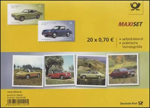 FB 53 Automobile: Porsche und Ford, Folienblatt mit 10x3213 + 10x3214, **