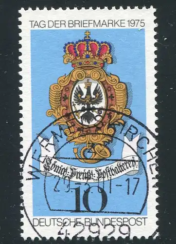 866 Jour du timbre 1975 avec cadre cassé PLF, case 1, cacheté