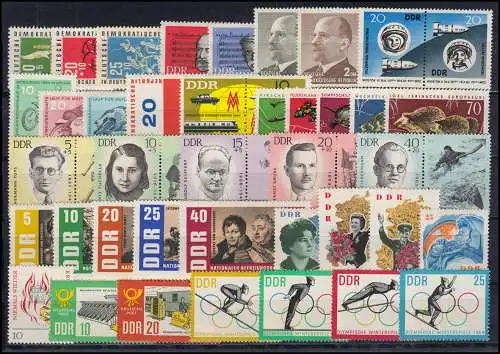 934-1003 DDR 1963 complet, frais de port ** / MNH