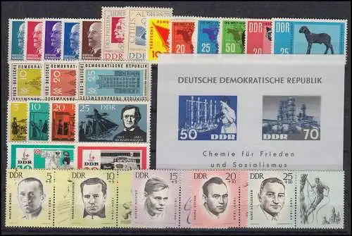 934-1003 DDR 1963 complet, frais de port ** / MNH