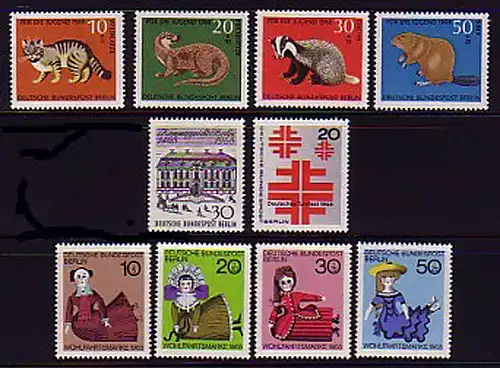 316-325 Berlin-Jahre 1968 complet, frais de port **