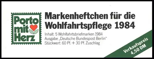 BAGFW/Wofa 1984 Orchidées - Arrow-root 60 Pf, 5x725, post-fraîchissement