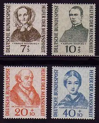 222-225 Wofa 1955 Helfer der Menschheit, Satz postfrisch ** - 40 Pf. geprüft BPP