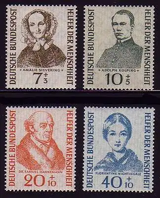 222-225 Wofa 1955 Helfer der Menschheit, Satz postfrisch ** - 40 Pf. geprüft BPP