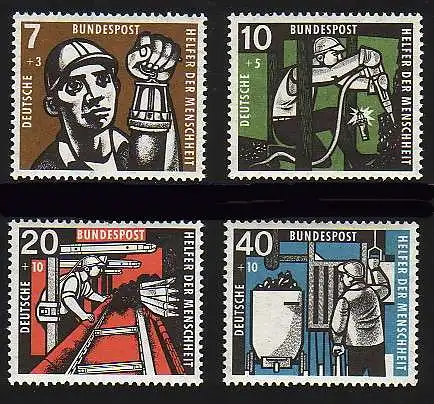 270-273 Wofa 1957 Bergarbeiter, Bergmann, Bergwerk - Satz ** postfrisch