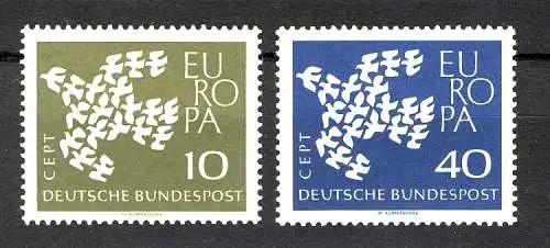 367-368xv Europa 1961, geriffelte Gummierung, Satz postfrisch **