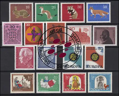 529-545 Bund-Jahrgang 1967 komplett, gestempelt O