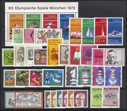 710-752 Bund-Jahrgang 1972 komplett postfrisch **