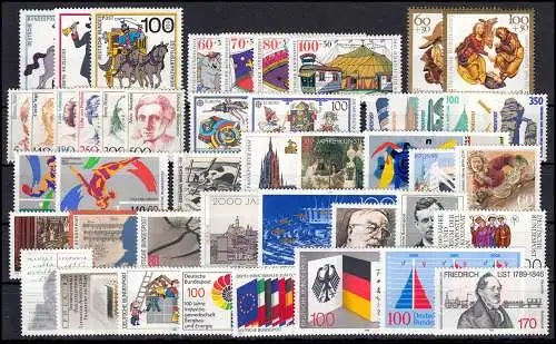 1397-1443 Bund-Jahrgang 1989 komplett postfrisch **