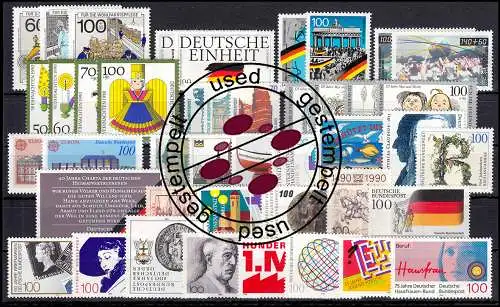 1444-1487 année fédérale 1990 complète, cacheté O
