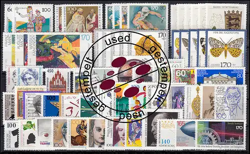 1582-1644 année fédérale 1992 complète, cacheté O