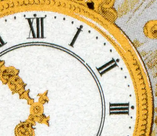 1633 Flötenuhr mit PLF: Bruch im Ziffernblatt rechts oben, Feld 2, **