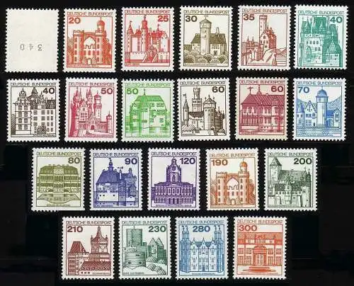 913 ff BUS Buchgrav 21 valeurs complètes, ensemble avec numéro droit, **