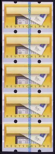 TEST-Automatenmarke Briefkasten (Samkyung) 5er-Streifen mit Nummer, postfrisch