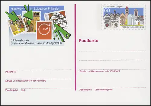 PSo 12 Briefmarken-Messe ESSEN 1986, **