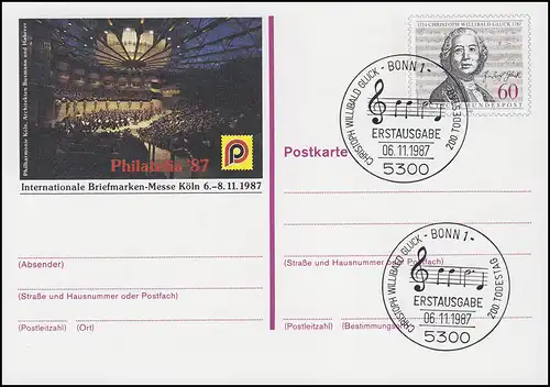 15 PHILATÉLIA Cologne 1987, ESSt Bonn Notes 06.11.87