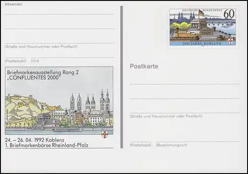 PSo 26 Briefmarkenausstellung CONFLUENTES 2000 Koblenz 1992 **