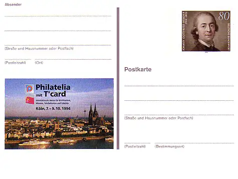 PSo 35 PHILATELIA mit T'card Köln  1994, ** wie verausgabt