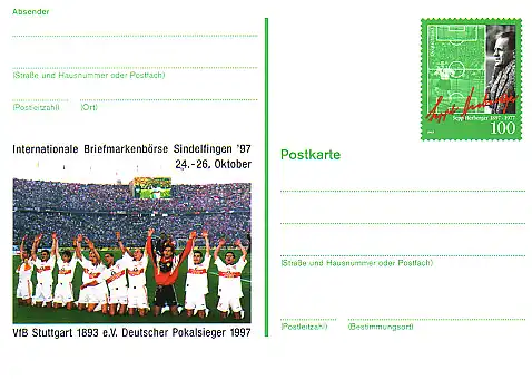 PSo 50 Briefmarkenbörse Sindelfingen Pokalsieger Stuttgart 1997, **