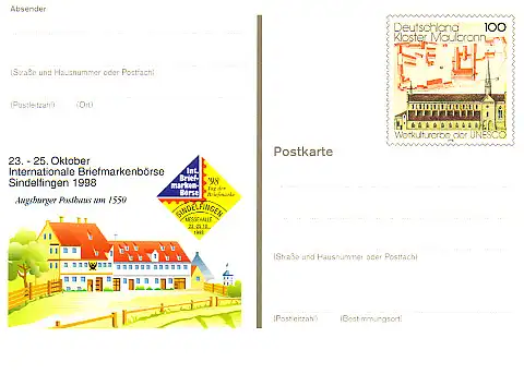 PSo 55 Sindelfingen & Augsbourger Posthaus 1998, ** comme dépensé