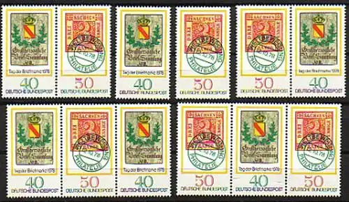 980-981 Tag der Briefmarke 1978, 4 Zusammendrucke + 2 Ezm, Zusammendruck-Set **