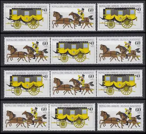1255-1256 MOPHILA Hamburg 1985, 4 tirages groupés et 2 timbres individuels, set **