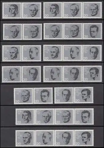 431-438 aus Block 3 Widerstand 20. Juli 1944, 19 ZD + 8 Ezm Zusammendruck-Set **