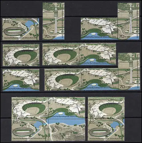 723-726 en bloc 7 Stade olympique de Munich 1972, 5 ZD + 4 Ezm, set **