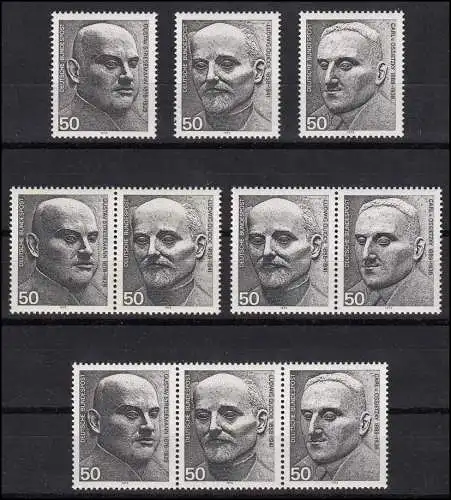 871-873 du bloc 11 Prix Nobel de la paix 1975, 3 ZD + 3 Ezm, set Zd **