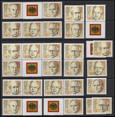 1156-1160 aus Block 18 Präsidenten, 10 ZD+ 5 Ezm+ZF, Zusammendruck-Set **