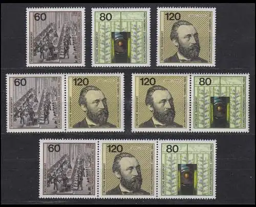 1215-1217 Block 19 Weltpostkongreß 1984, 3 ZD + 3 Ezm,  Zusammendruck-Set **