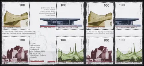 1906-1909 Block 37 Architektur, 5 ZD + 4 Kleinblocks, Zusammendruck-Set **