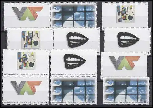 1927-1930 Block 39 documenta10 Kassel 1997, 5 ZD + 4 Ezm, Zusammendruck-Set **
