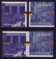 1986-1987 Verfassung 1998 aus Block 43, 1 ZD + 2 Ezm, Zusammendruck-Set **