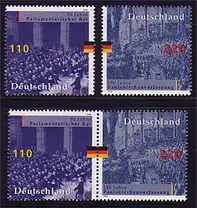 1986-1987 Verfassung 1998 aus Block 43, 1 ZD + 2 Ezm, Zusammendruck-Set **