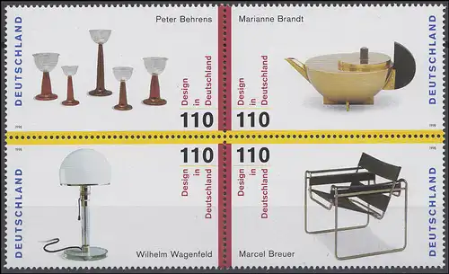 2001-2004 aus Block 45 Design 1998, 5 Zusammendrucke und 4 Einzelmarken, Set **