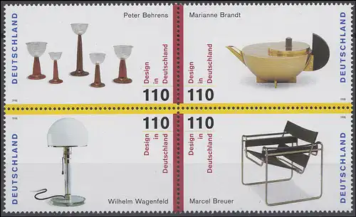 2001-2004 de Block 45 Design 1998, 5 tirages groupés et 4 timbres individuels, set **