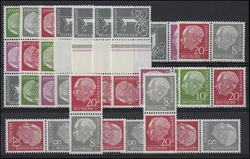 ZD-Set Heuss aus MHB 5YII WZ4YII liegend, 15 Zusammendrucke postfrisch komplett