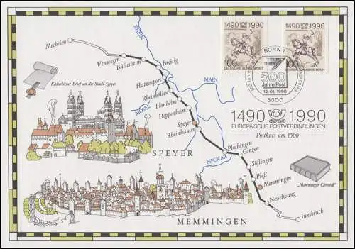 1445 EB 1/1990 Postverbindungen Type II: mit zusätzlicher Zeile rückseitig