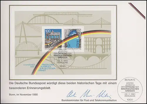 1481-1482 EB 2/1990 Grenzöffnung mit Block 22, ESST Bonn/Berlin 3.10./6.11.90 