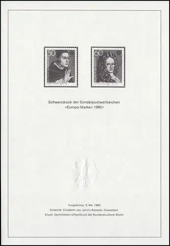 Schwarzdruck aus JB 1980 Europa / CEPT SD 6