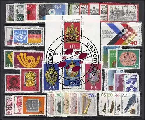 753-790 Bund-Jahrgang 1973 komplett, gestempelt O