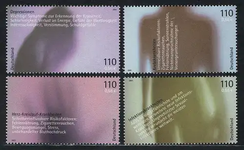 2200-2203 Einzelmarken aus Block 54 Für die Gesundheit 2001, 4 Werte, Satz **