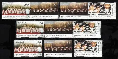 2318-2320 aus Block 61 Knabenchöre, 3 ZD und 3 Ezm, Zusammendruck-Set **