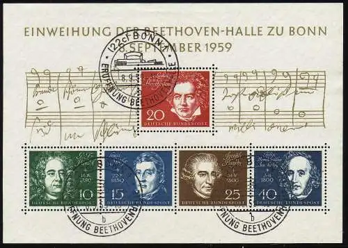 Bloc 2 Beethovenhalle 1959, ESSt Bonn, 3x lettre b)