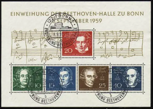 Bloc 2 Beethovenhalle 1959, ESSt Bonn, 3x lettre b)